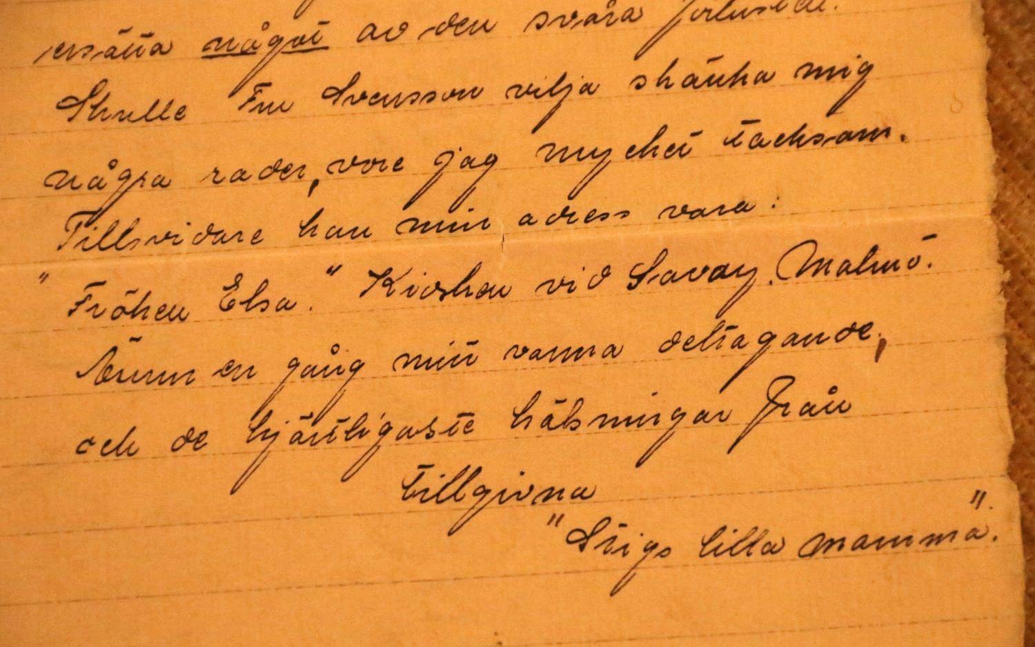 När Derly skickade brev till sin lille son i Halmstad, brukade hon underteckna med "Stigs lilla mamma". Bild: Privat