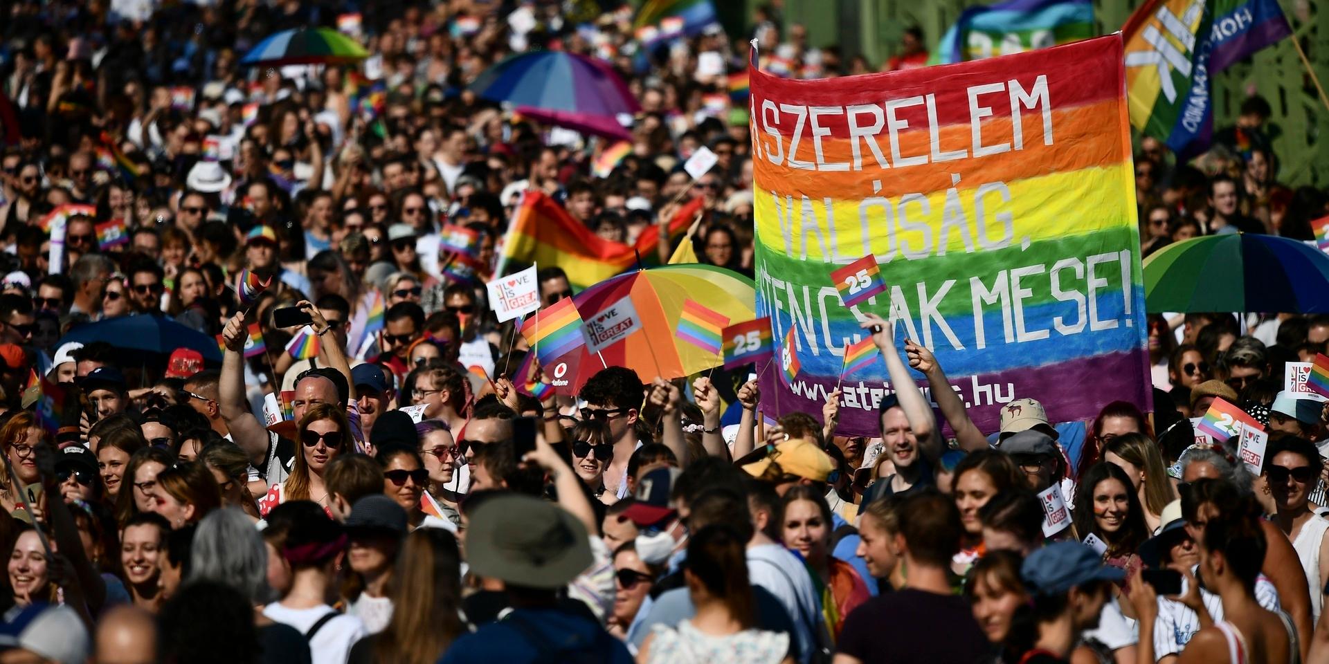 Årets Pridetåg i Budapest ses som en reaktion mot de nya lagarna i Ungern.