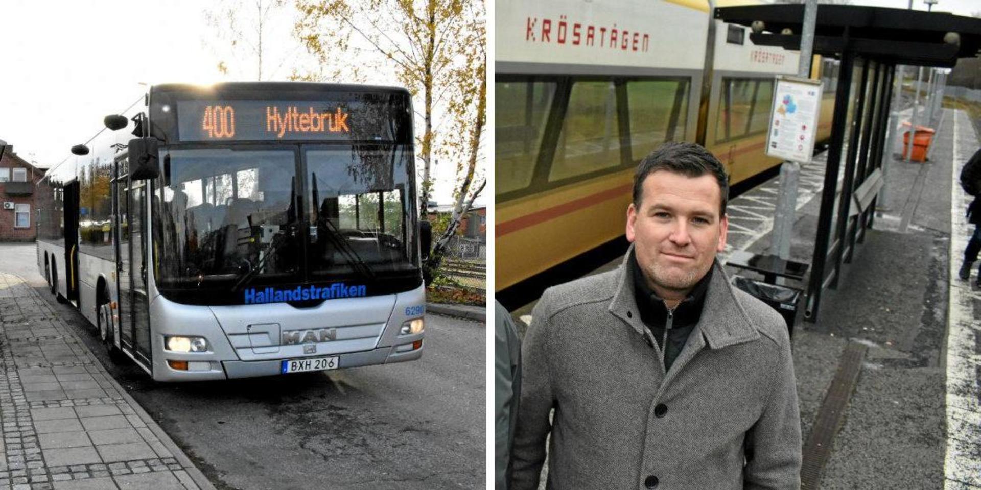 Politikerna i Hylte vill inte dra ned på busstrafiken på de linjer som finns idag. Men Ronny Löfquist kan tänka sig att lägga över turerna på tåg, om rälsbussarna bara kör upp till Hyltebruk och möter pendelresenärerna till Halmstad där. 