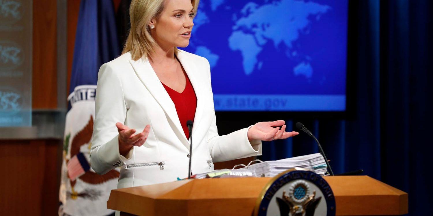 Utrikesdepartementets talesperson Heather Nauert har nominerats till USA:s FN-ambassadör. Arkivbild.