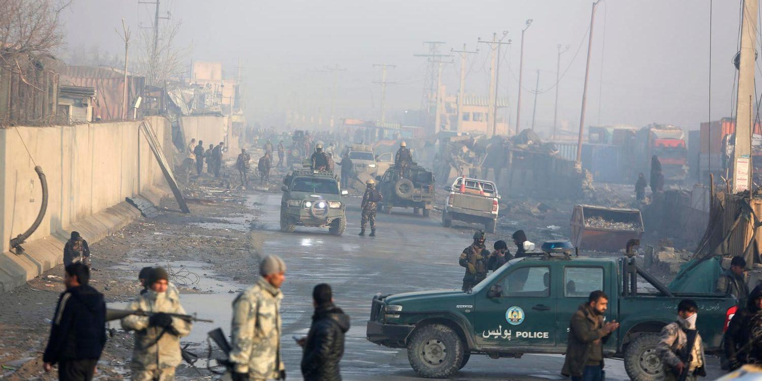 Afghanska säkerhetsstyrkor i Kabul förra veckan.