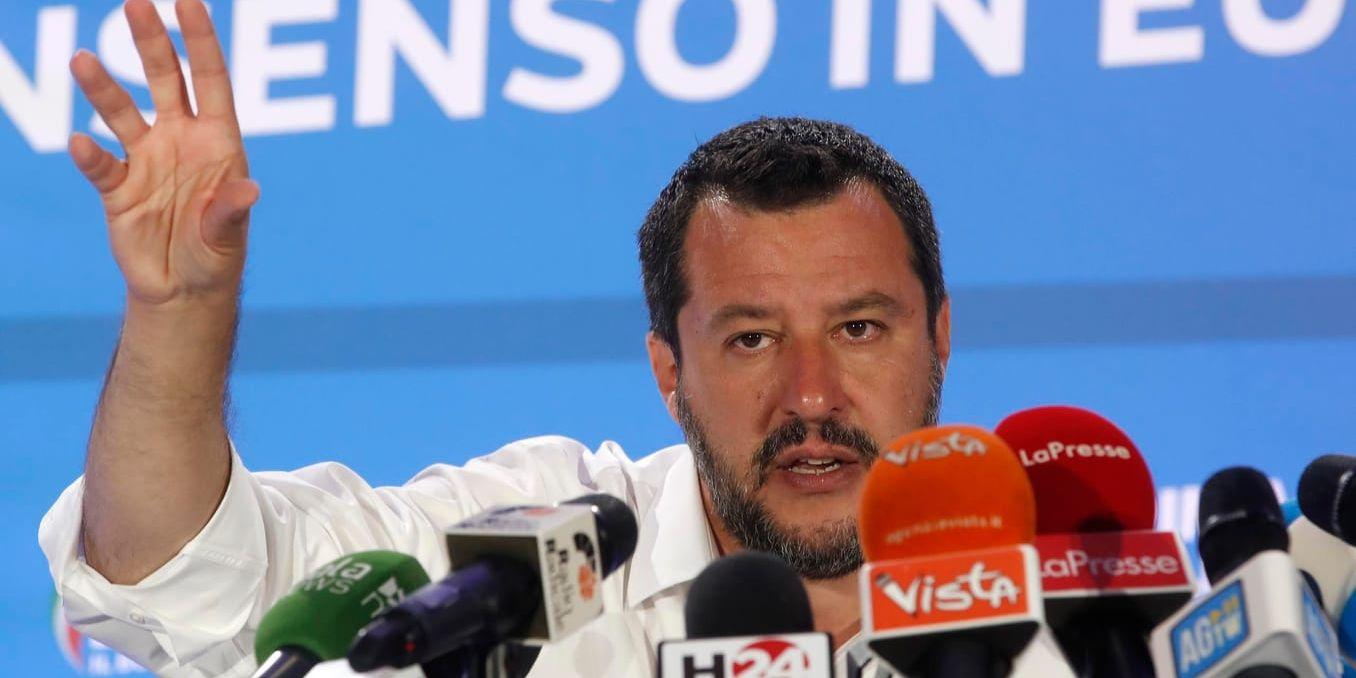 Italiens vice premiärminister Matteo Salvini bekräftar att EU kan komma med en dyr nota. Arkivbild.