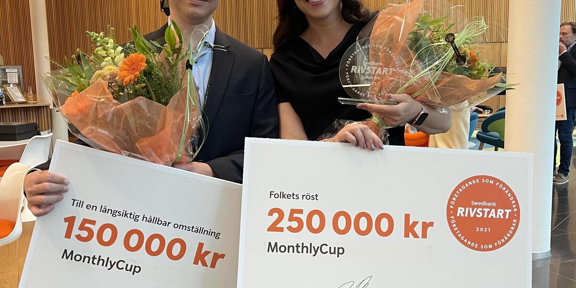 Monthlycup, som drivs av Martin och Lisa Perby, vann folkets röst i entreprenörstävlingen Swedbank rivstart. Finalen ägde rum i Stockholm under onsdagen. 