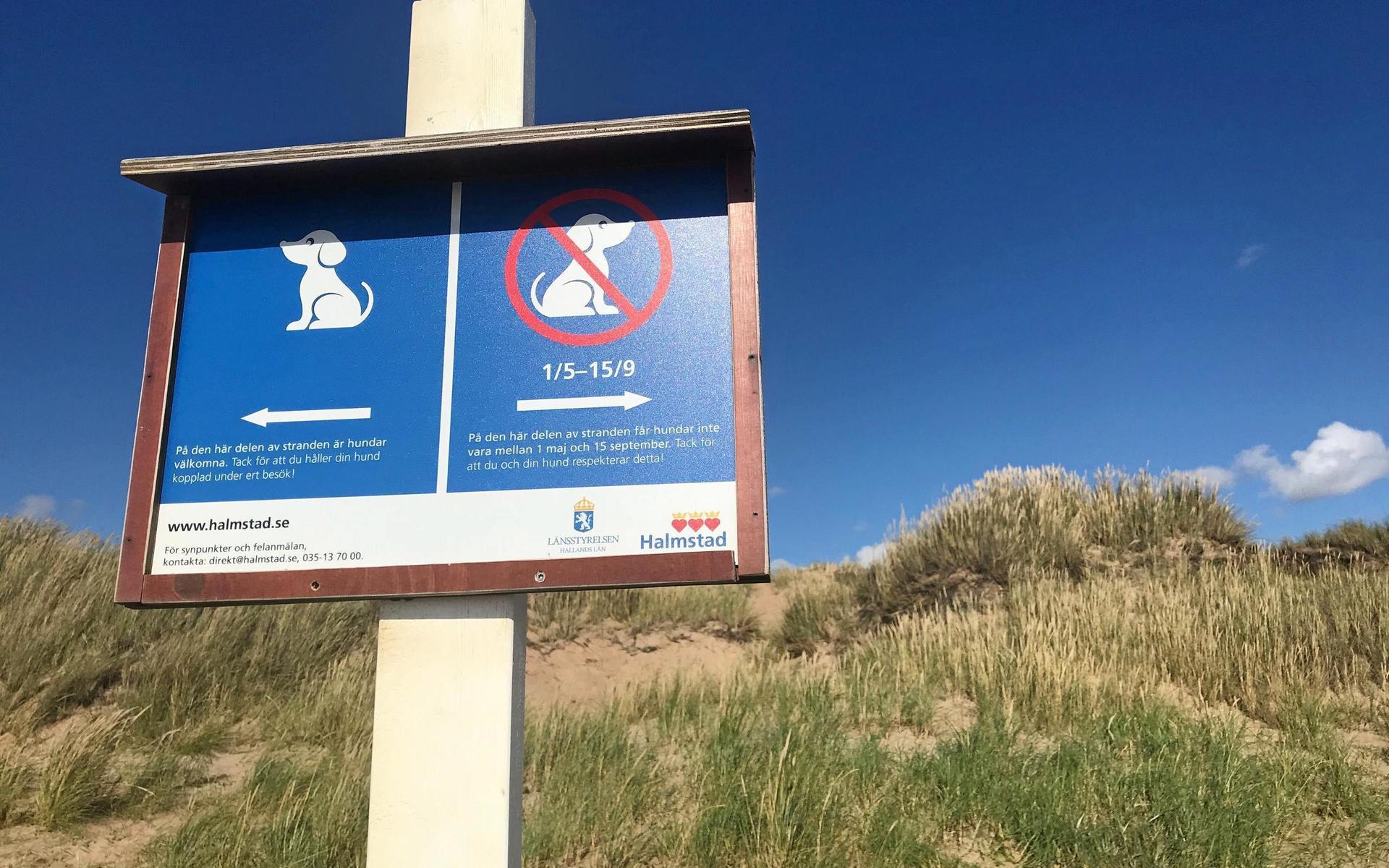 På en del stränder, till exempel i Haverdal och Villshärad, är det okej att ta med hunden på vissa delar av stranden. Skyltar talar om var det är tillåtet och var det inte är tillåtet.