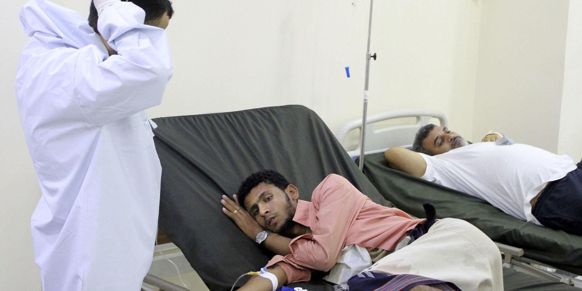 Behandling av patienter med symtom på covid-19 i Aden i södra Jemen. Arkivbild. 
