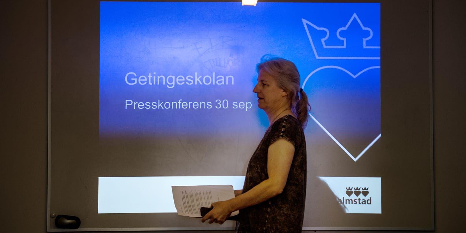 Nya lokaler. Barn- och ungdomsnämndens ordförande Tove Bergman (MP) berättar att Getingeeleverna ska få undervisning på Plönninge från och med torsdag.