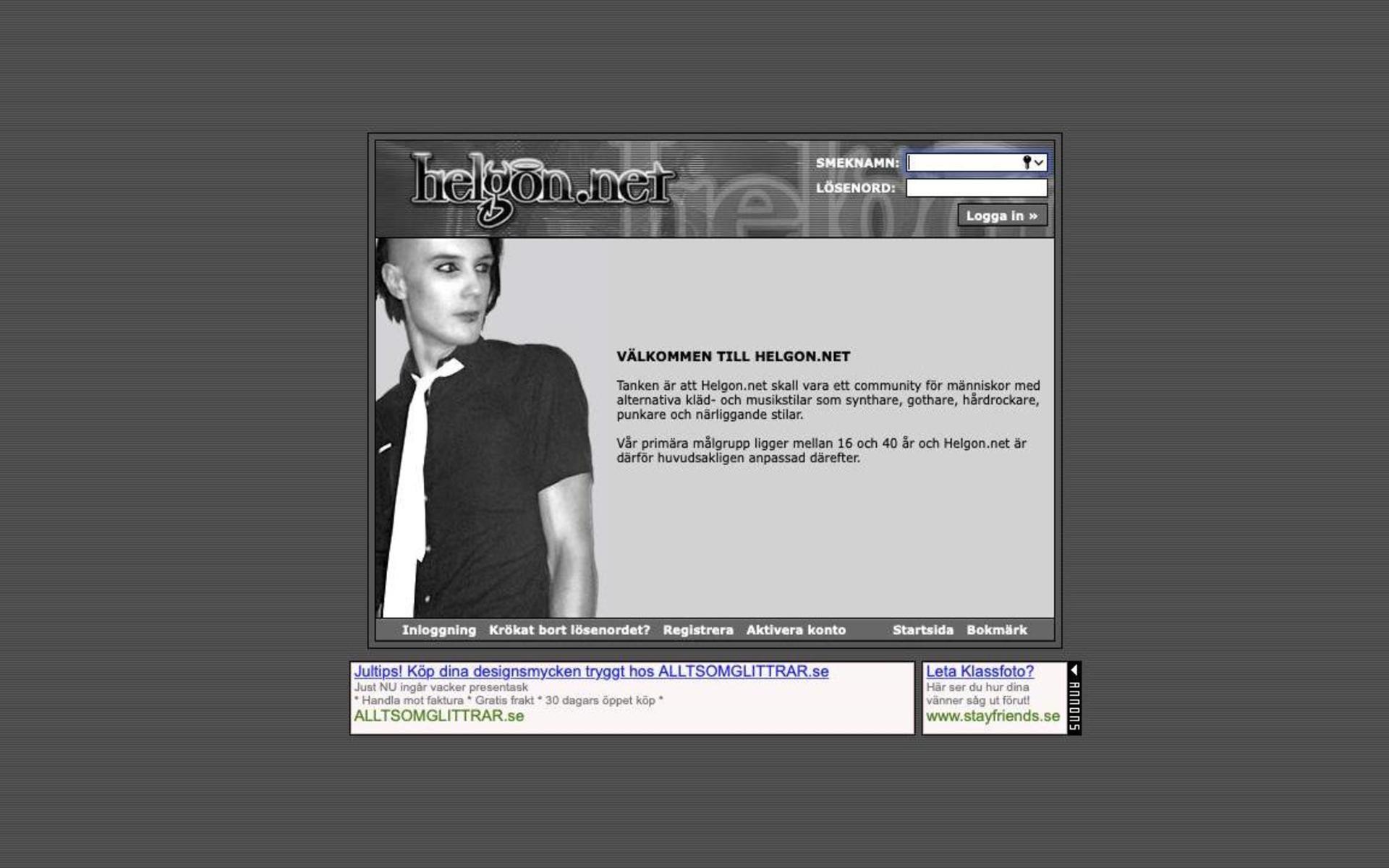 Helgon.net startar 2002 och är ett community för människor med alternativa kläd- och musikstilar som synthare, gothare, hårdrockare och punkare. Som mest har de 200 000 användare och åldersgruppen är tonåringar upp till 40-åringar. Det går inte att spionera på andras profilsidor eftersom varje profil har en egen besöksräknare där det går att kolla vem som varit inne och tittat.
