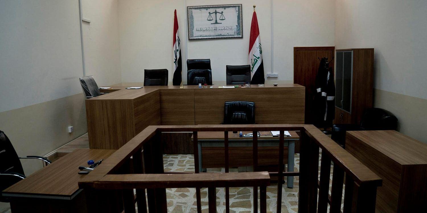 Rättssalen i en av de domstolar i Irak som dömer i terrormål. Arkivbild.