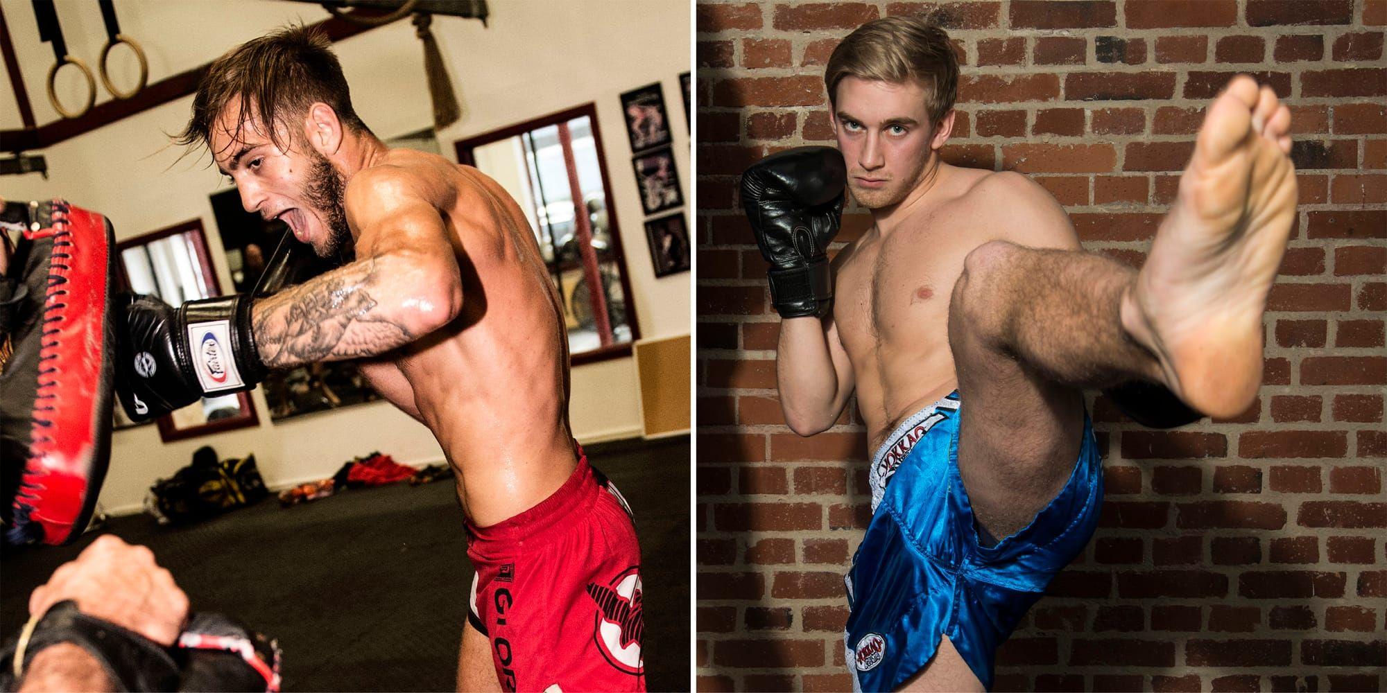 I stöten. Adel Ekvall Halila (till vänster) och Samuel Bark har trots skadeproblem nått nya framgångar i kickboxningsringen.