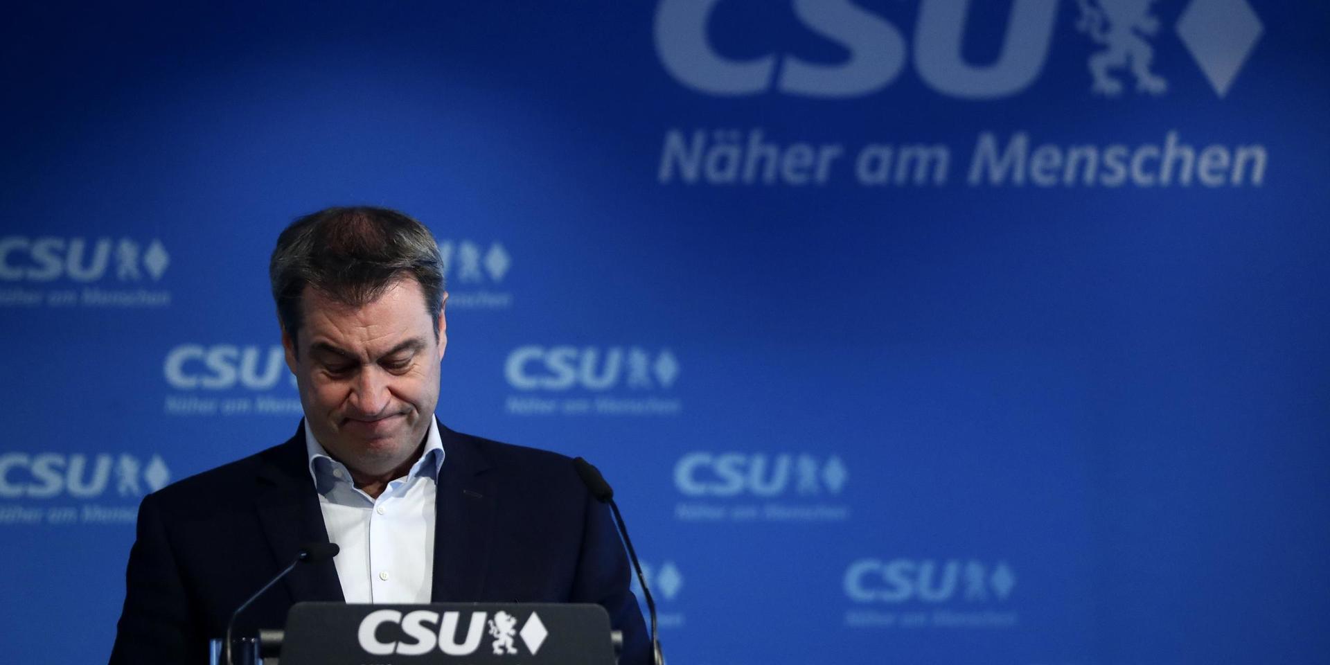 Markus Söder under presskonferensen där han meddelade att han accepterar CDU:s beslut.