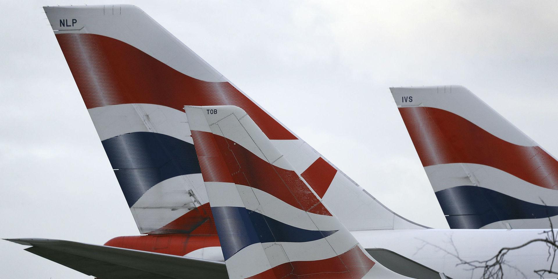 Flygplan ur British Airways flotta. Arkivbild