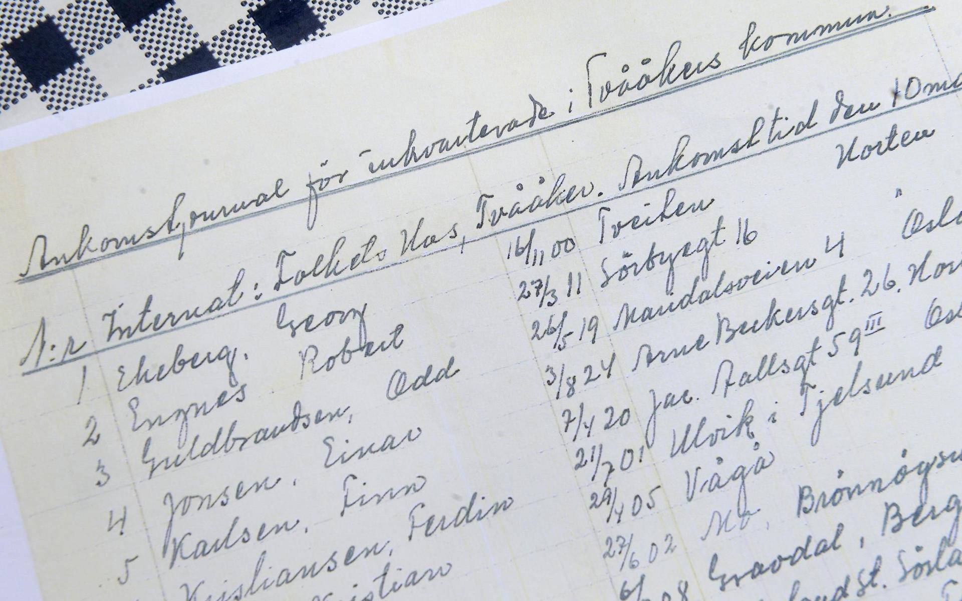 Kommittén upprättade listor över männens ålder, namn och yrken. Materialet hittade Christer Bergendahl i olika arkiv.