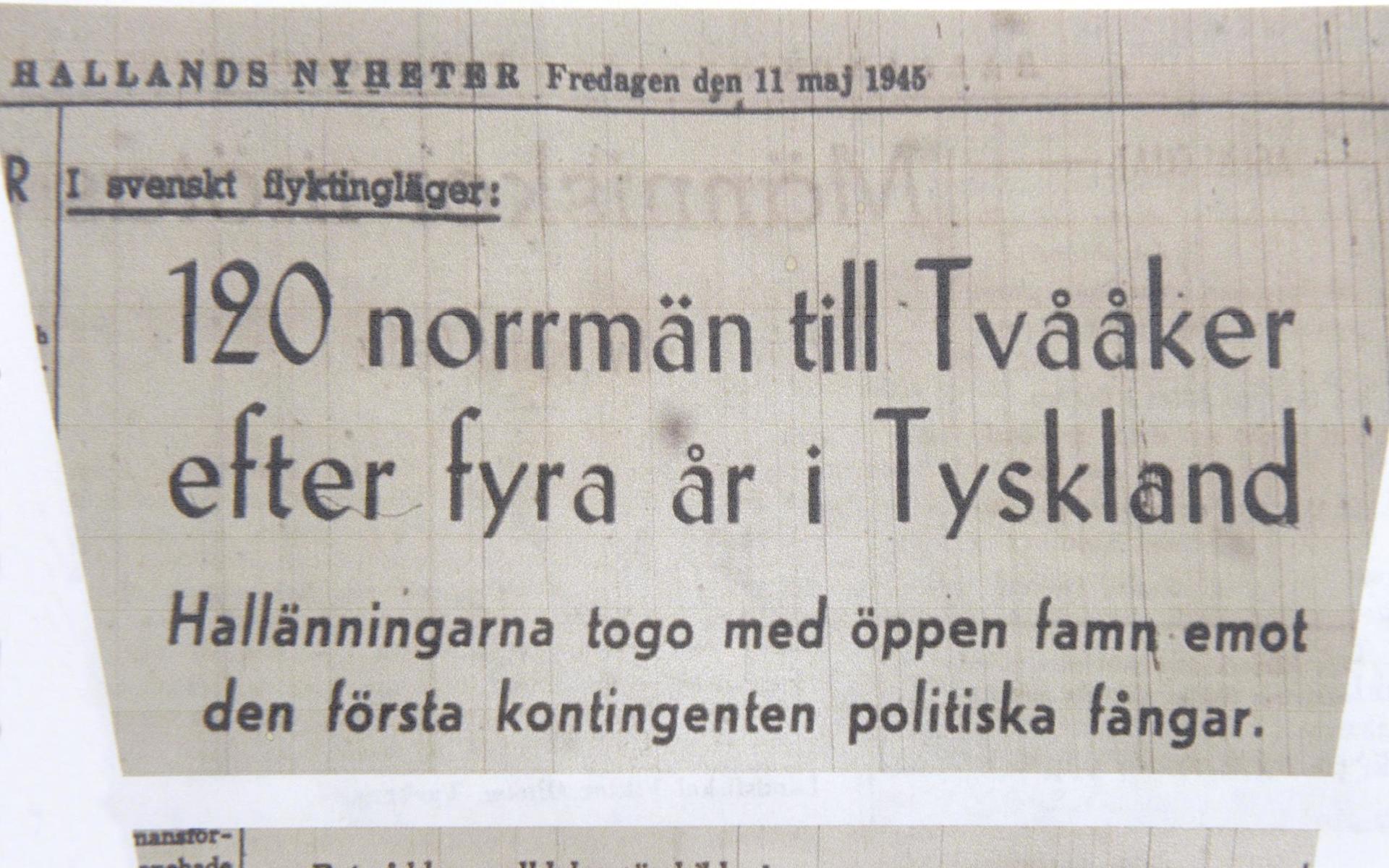 Ur Hallands Nyheter den 11 maj 1945.