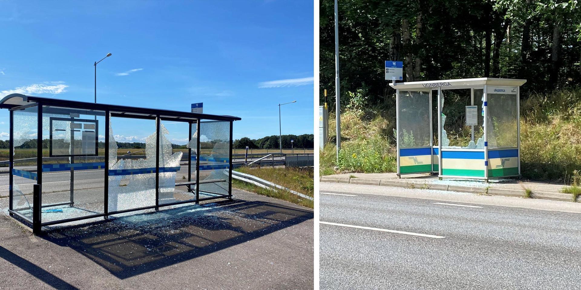 Busskurer i Skedala och Marbäck har vandaliserats.