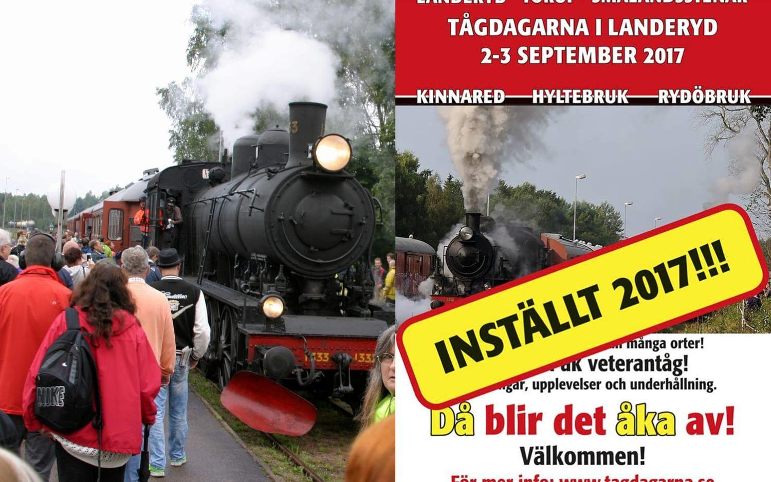 Tågdagarna, som är Sveriges största årligen återkommande veterantågsevenemang, ställs in i år. Det meddelar Landeryds järnvägsmuseum på sin hemsida och Facebook-sida. Bild: HP Arkiv, Landeryds järnvägsmuseum