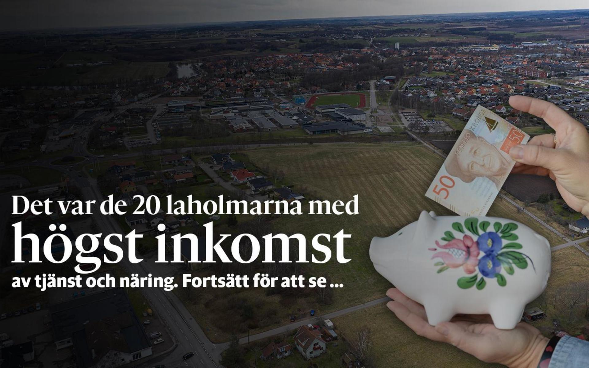 Här slutar topp 20-listan med de i Laholms kommun som har högst fastställd förvärvsinkomst ...
