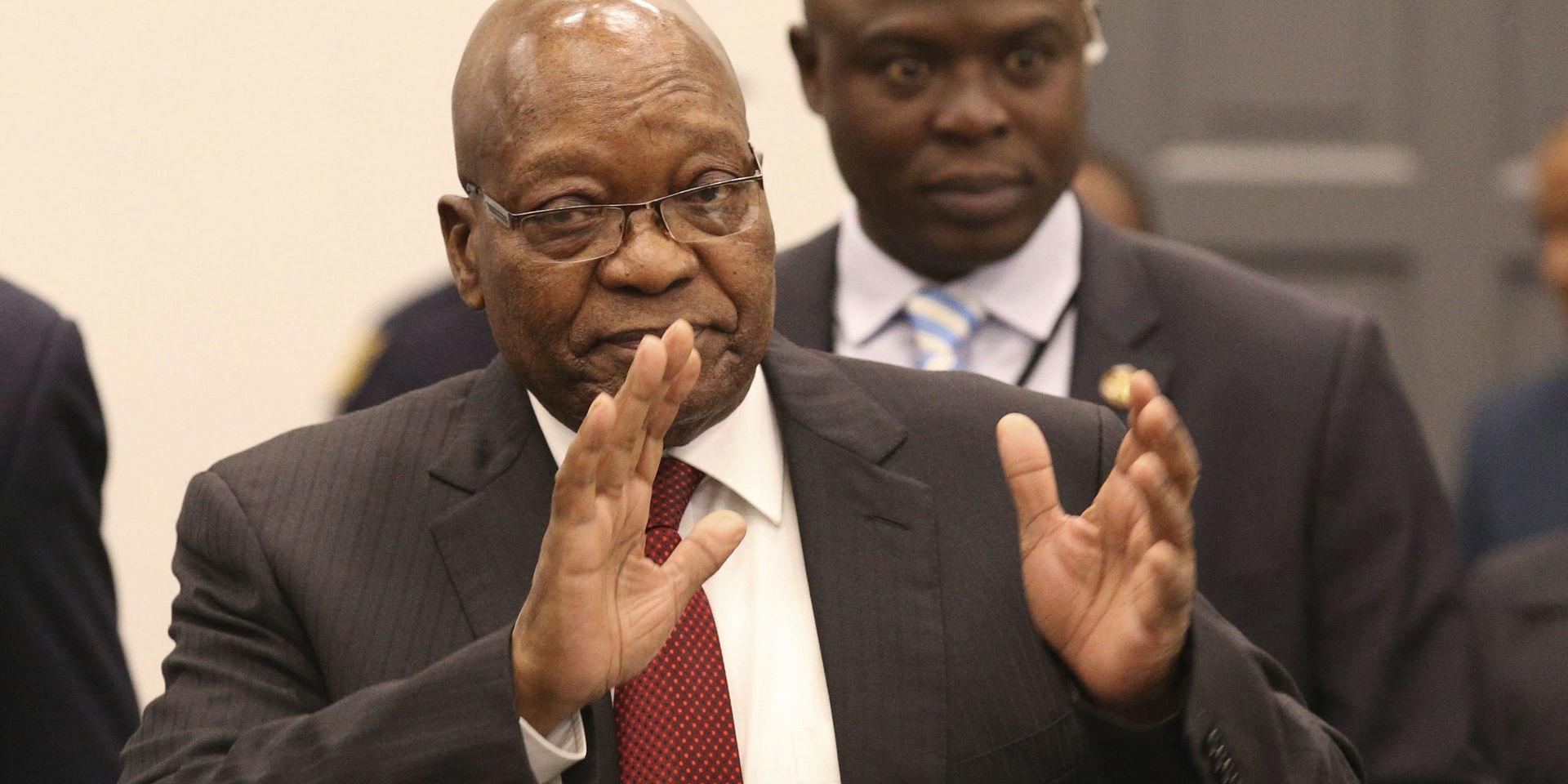 Före detta sydafrikanske presidenten Jacob Zuma under framträdandet inför kommissionen i Johannesburg.