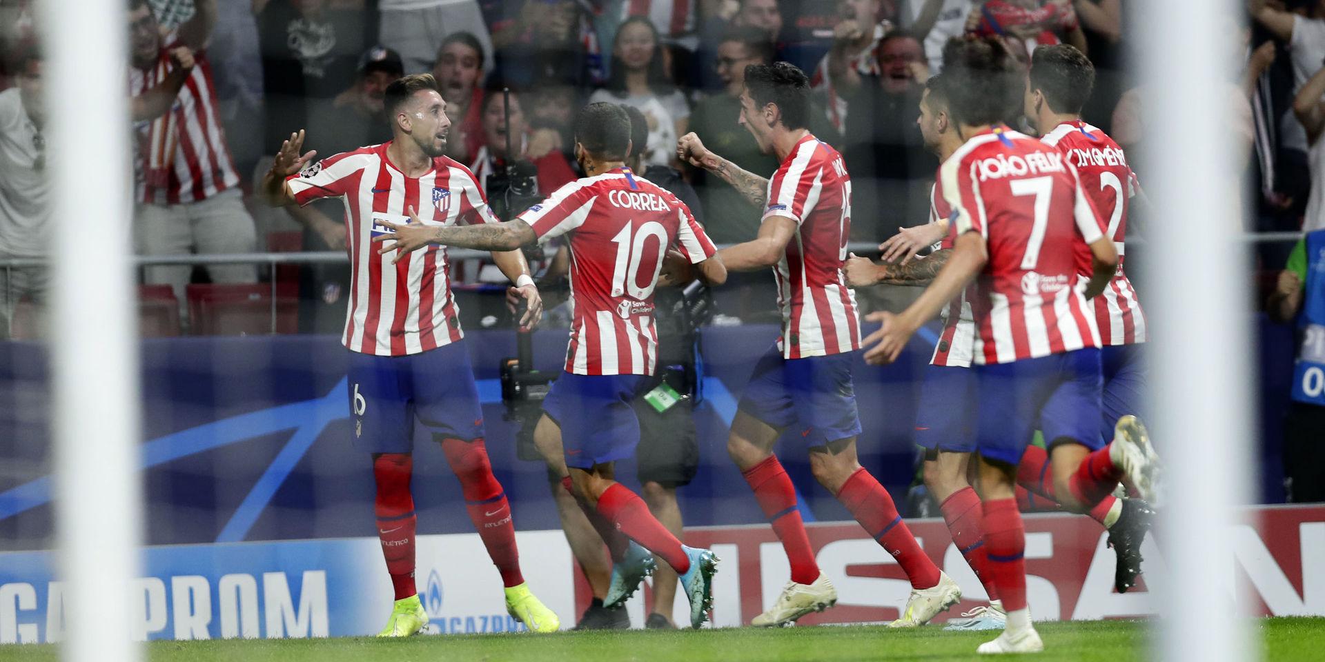Atlético Madrid jublar efter 2–2-målet mot Juventus. 