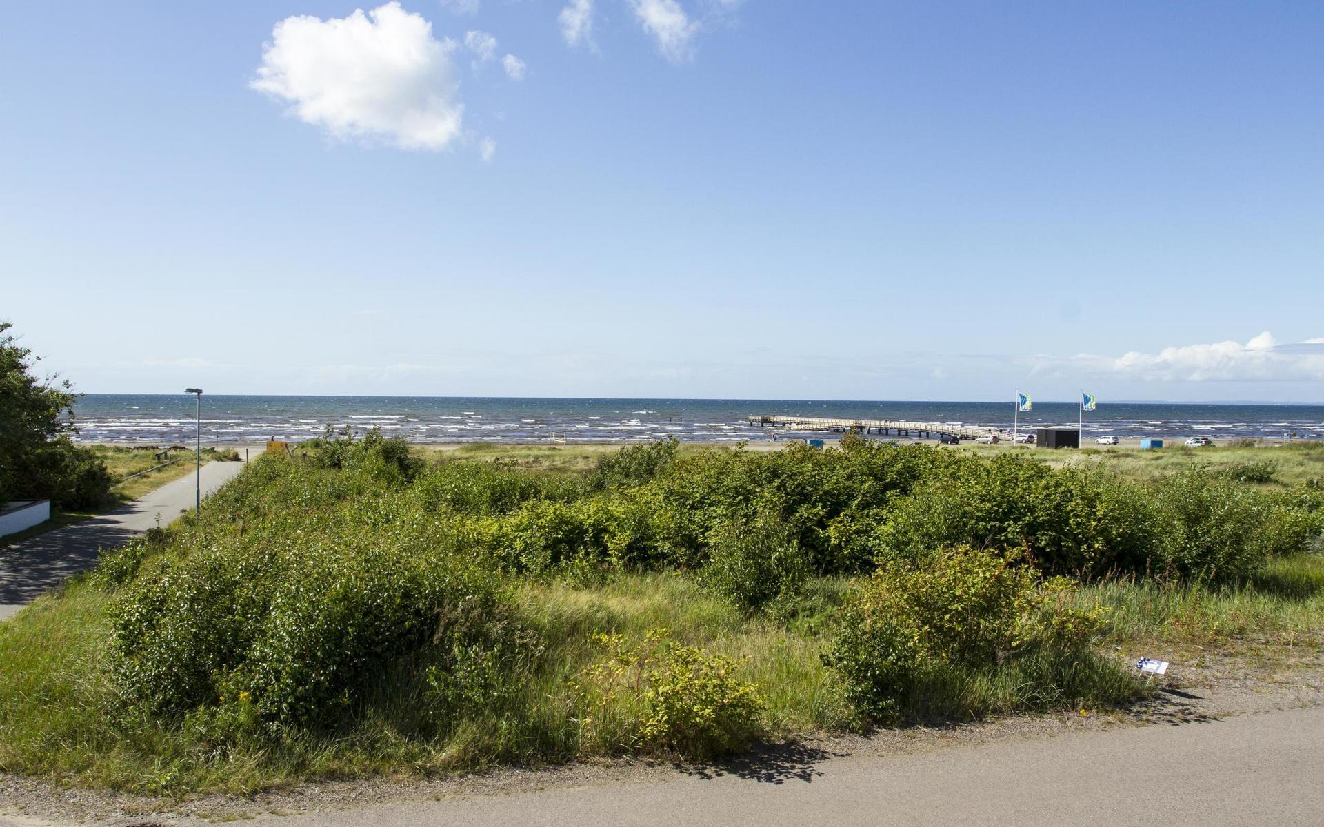 Tomten gränsar mot Doktorsgatan och är i främsta husraden mot stranden och havet.
