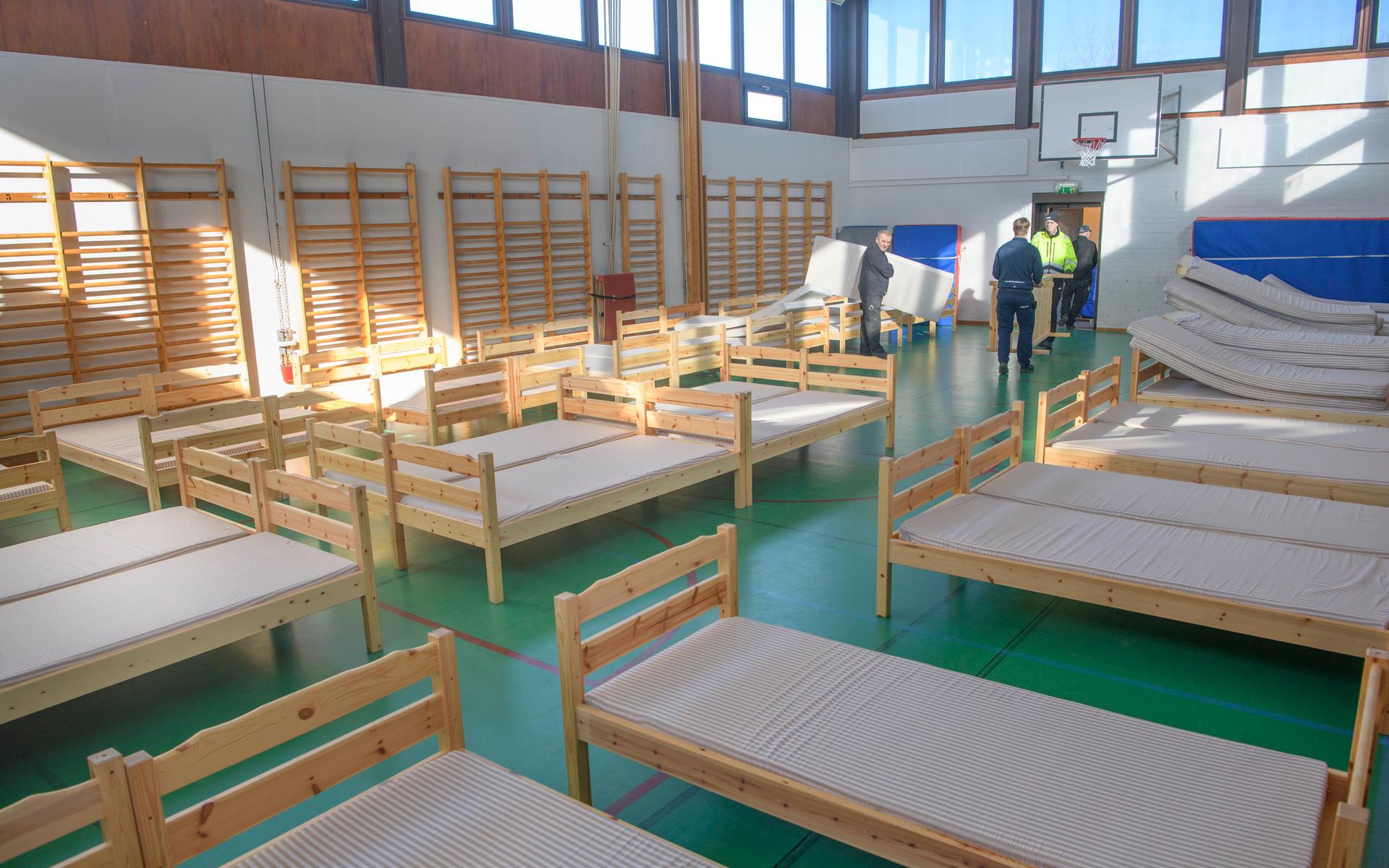I Söndrumsskolans idrottshall finns ett 50-tal sovplatser.