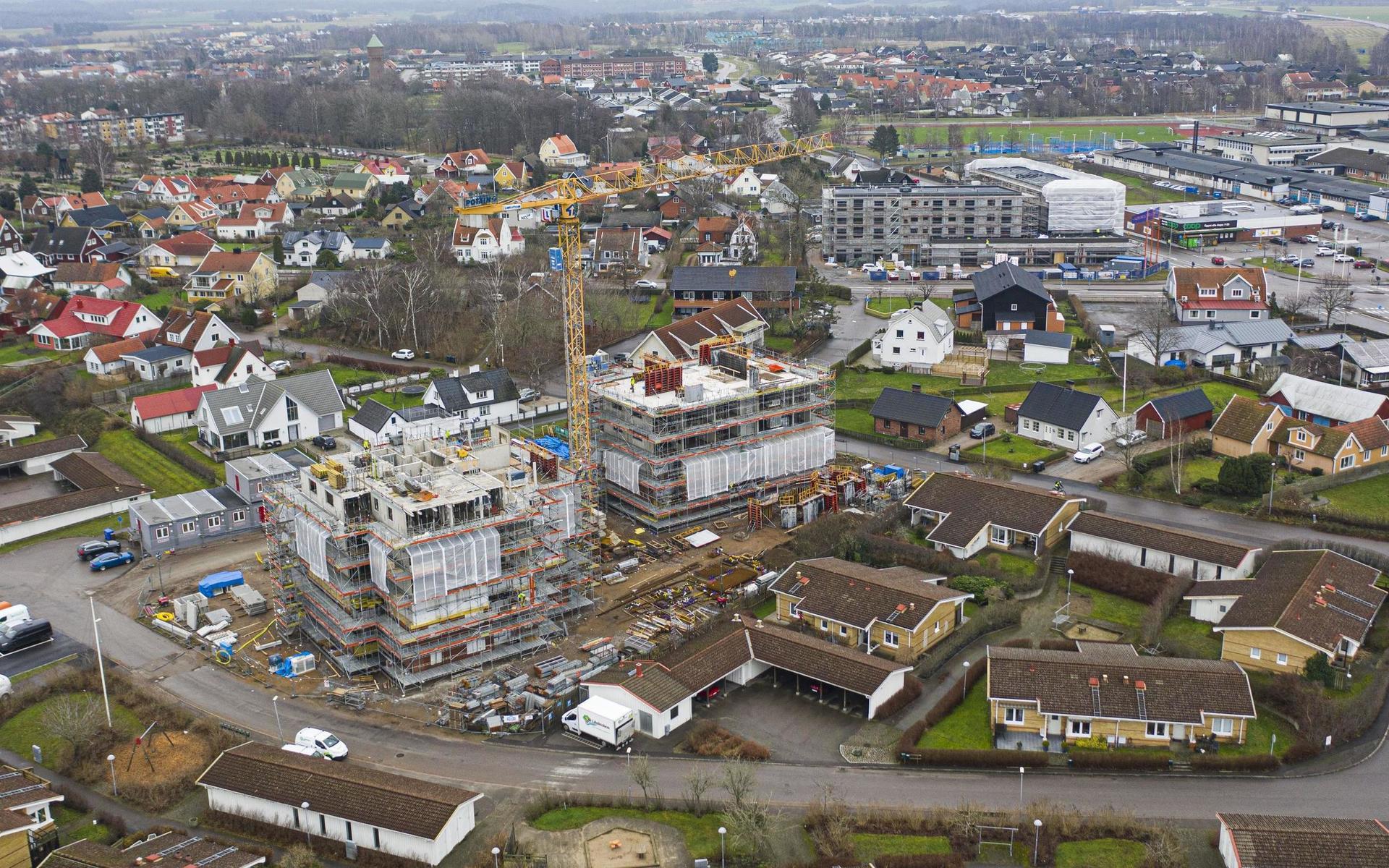 Lyftkranar har blivit en vanlig syn i Laholm under hösten 2020. Flera nya flerbostadhus växer fram. Totalt skapas cirka 100 centrala lägenheter, och ytterligare ett trettiotal på andra håll runtomkring i kommunen.