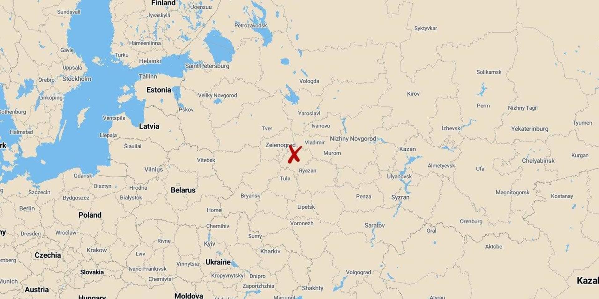 Explosionen inträffade i staden Orechovo-Zujevo, drygt åtta mil öster om Moskva.