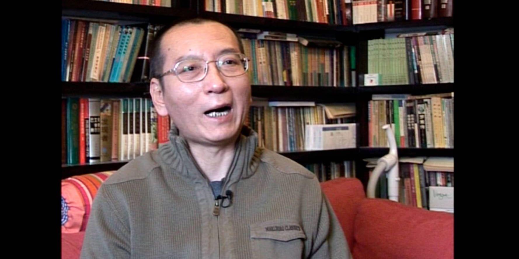 Liu Xiaobo under en intervju i sitt hem i den kinesiska huvudstaden Peking 2008. Arkivbild.