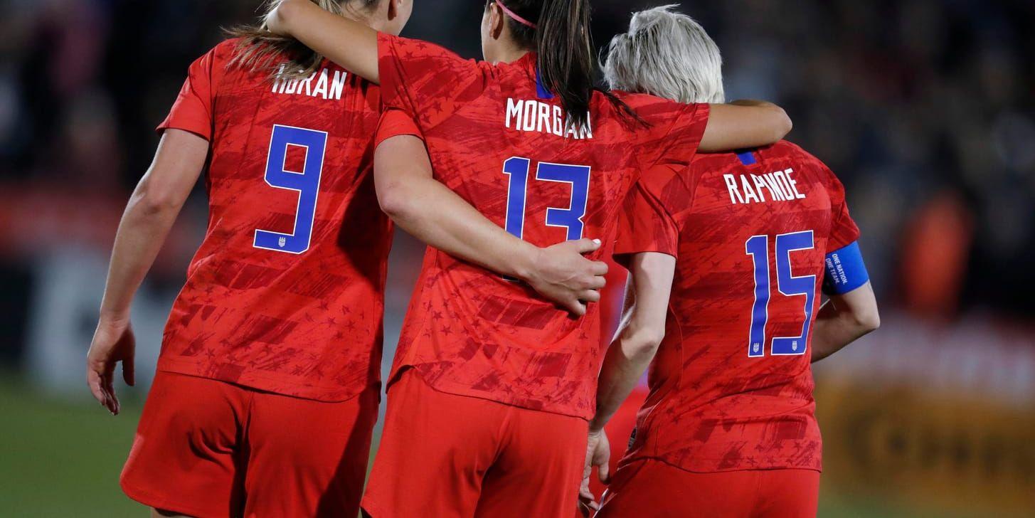 Lindsey Horan, Alex Morgan och Megan Rapinoe är bara tre av USA:s offensiva hot i gruppfinalen mot Sverige på torsdag. Arkivbild.
