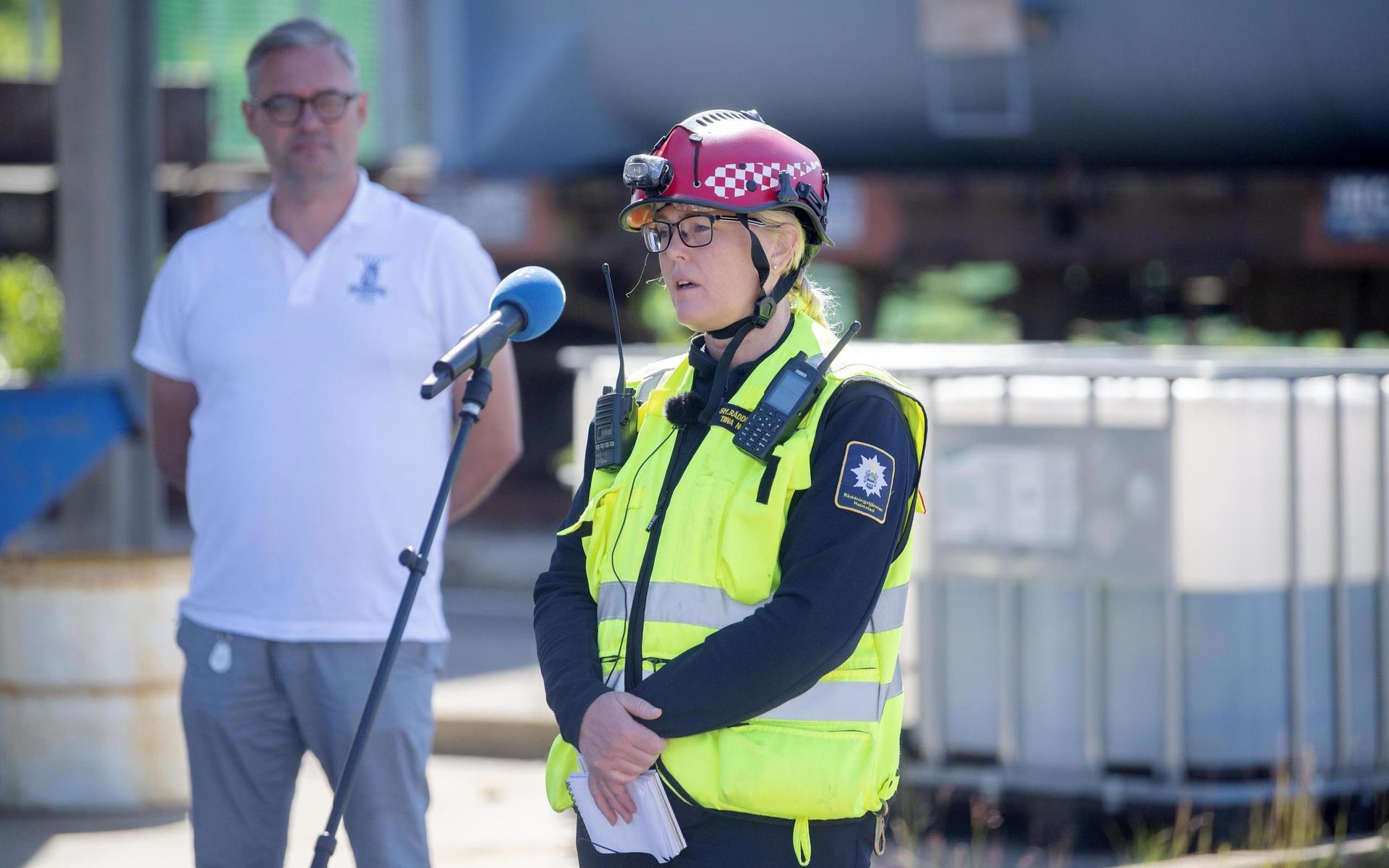 Tina Nordlund, ställföreträdande räddningschef i Halmstad, berättade hur släckningsarbetet gått till.