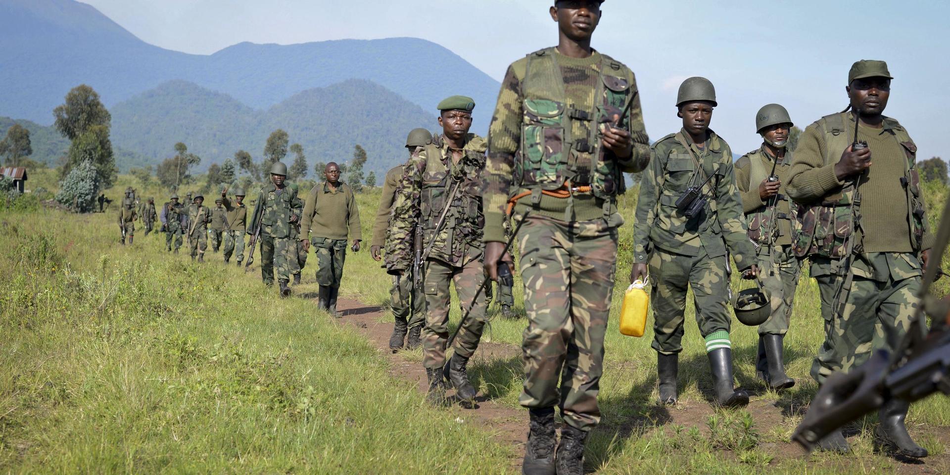 Kongolesiska regeringssoldater i den oroliga provinsen Nordkivu, där en rad milisgrupper sprider död och skräck. Arkivbild.